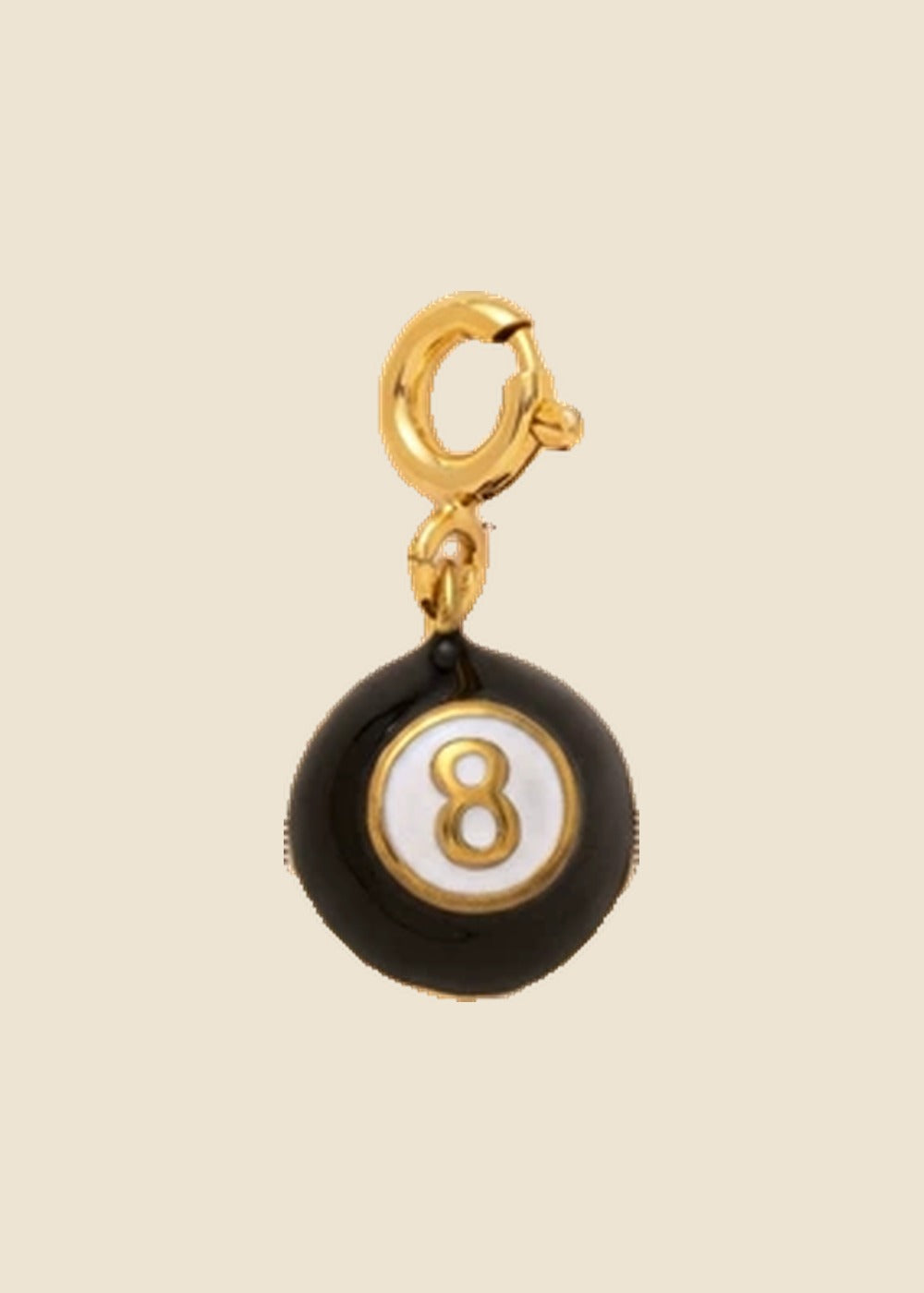 8 Ball Clasp Charm – Black Enamel & Gold
