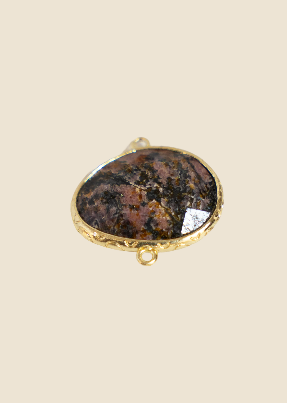 Black Brown Oval Stone Link Charm for Eli & Kai leather journals