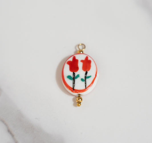 Hand Painted Red Flowers