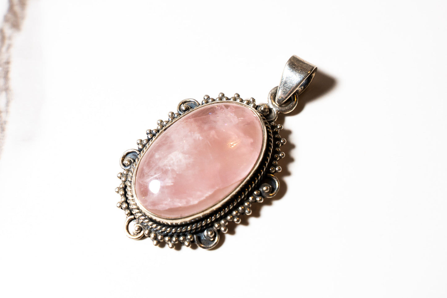 Rose Quarts Large Sterling Silver
