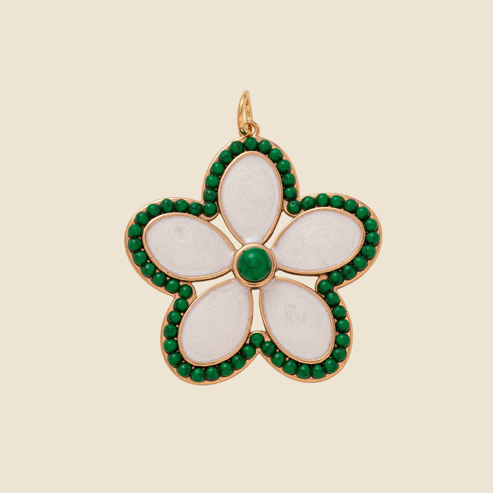 Emerald Bloom Flower Charm Pendant