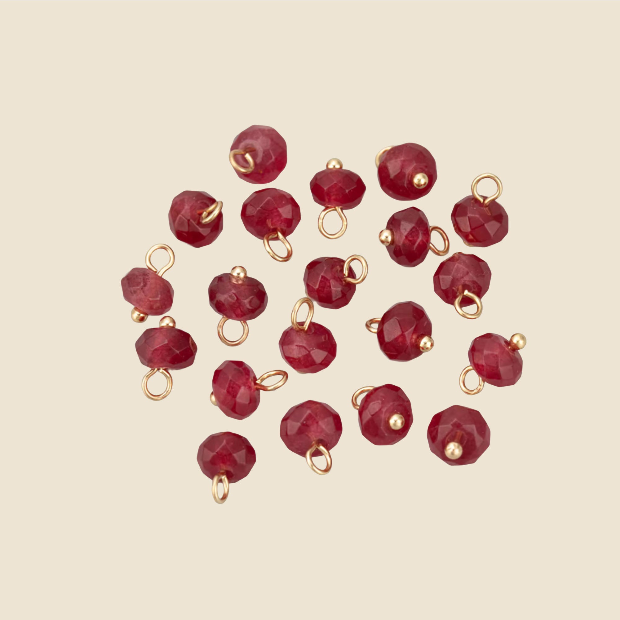 Ruby Red Faceted Bead Link Charm