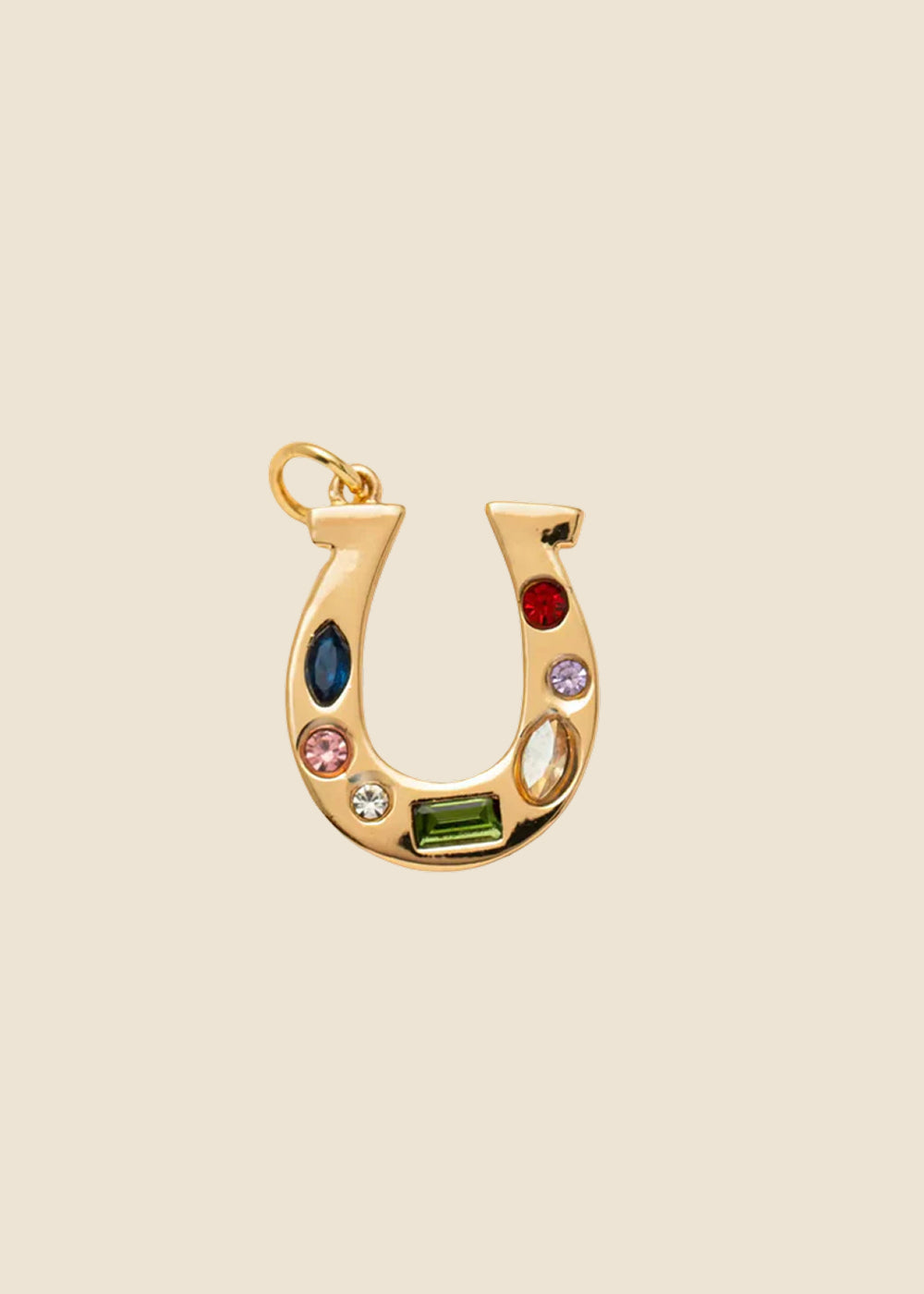 Gold Horseshoe with Stones Charm for Eli & Kai leather journals