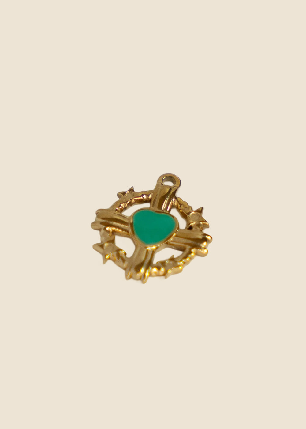Gold With Green Heart Charm for Eli & Kai leather journals