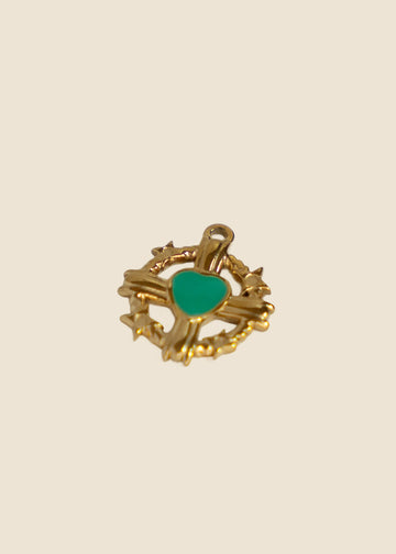 Gold With Green Heart Charm for Eli & Kai leather journals