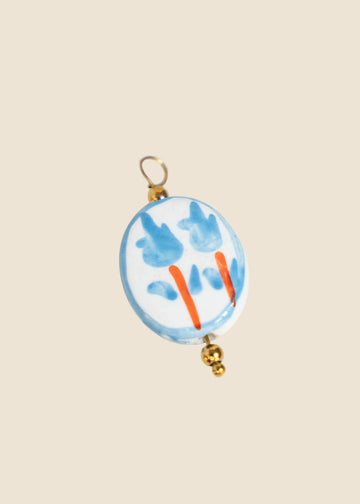 Hand Painted Blue Flowers Charm for Eli & Kai leather journals