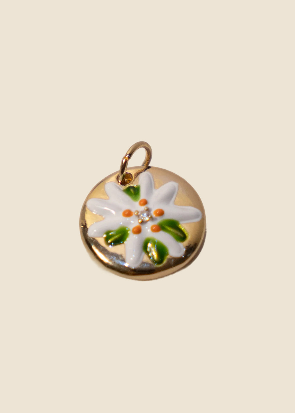 White Hand Painted Flower Charm for Eli & Kai leather journals