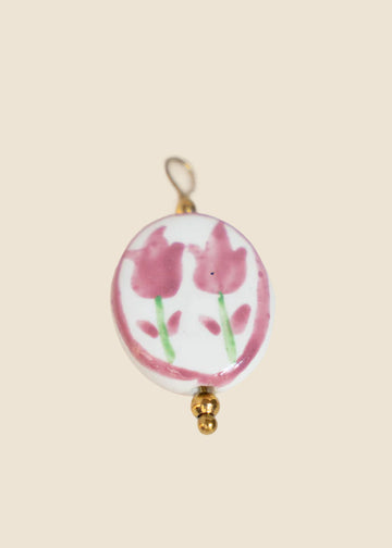 Hand-Painted Pink Flowers Charm for Eli & Kai leather journals