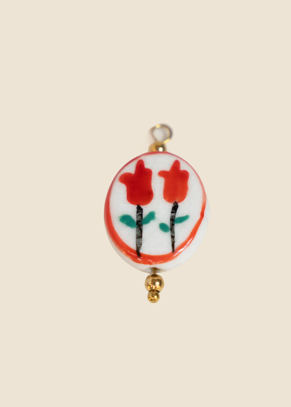 Hand Painted Red Flowers Charm for Eli & Kai leather journals