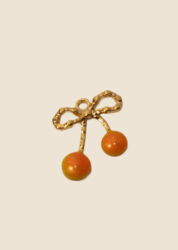 Orange and Gold Cherry Charm for Eli & Kai leather journals