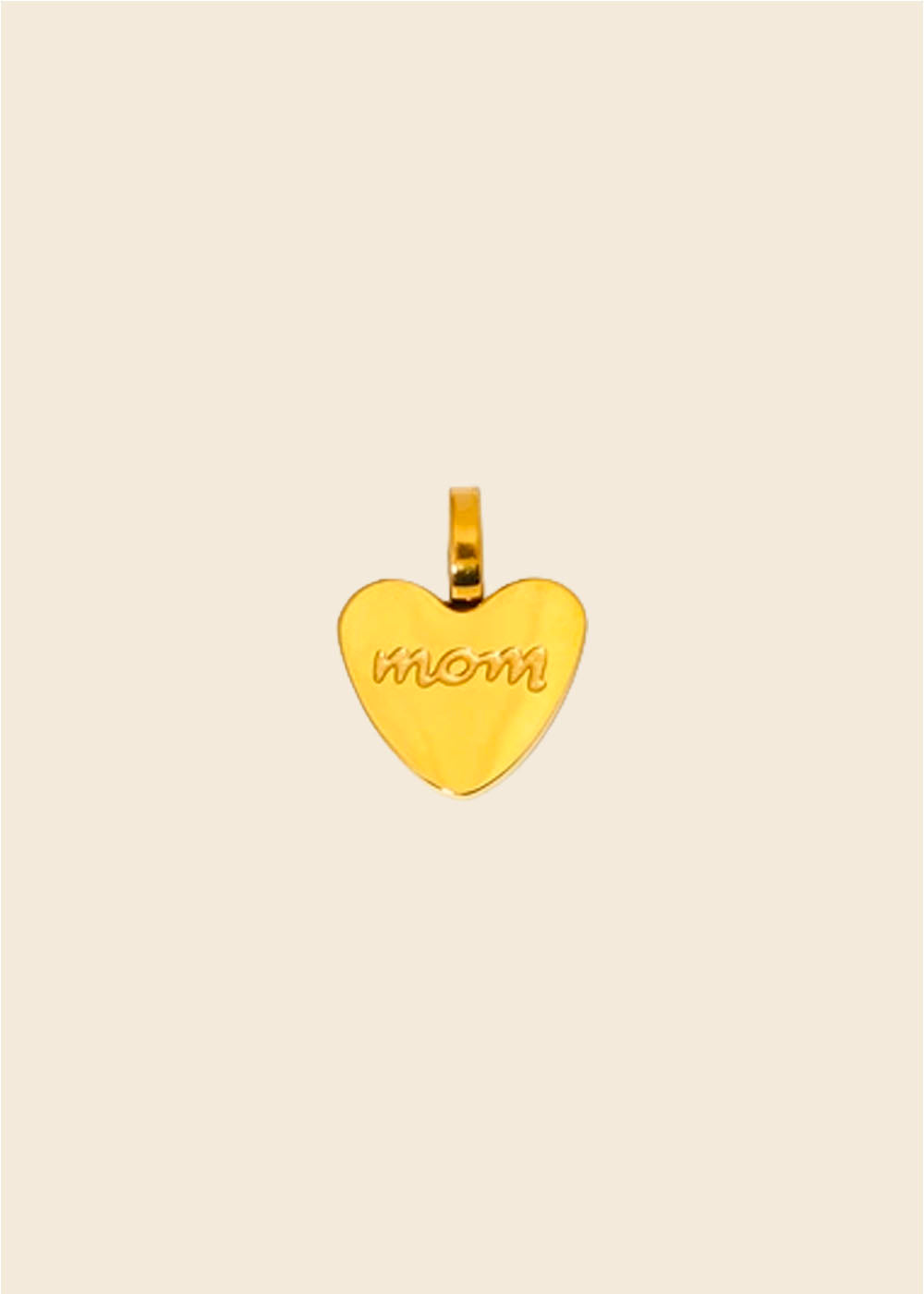 Mom Heart Charm – Polished Gold