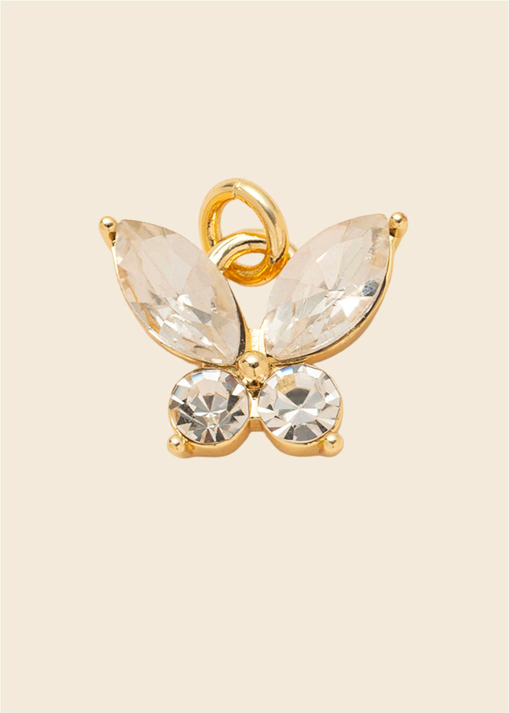 Large Crystal Butterfly Charm – Gold