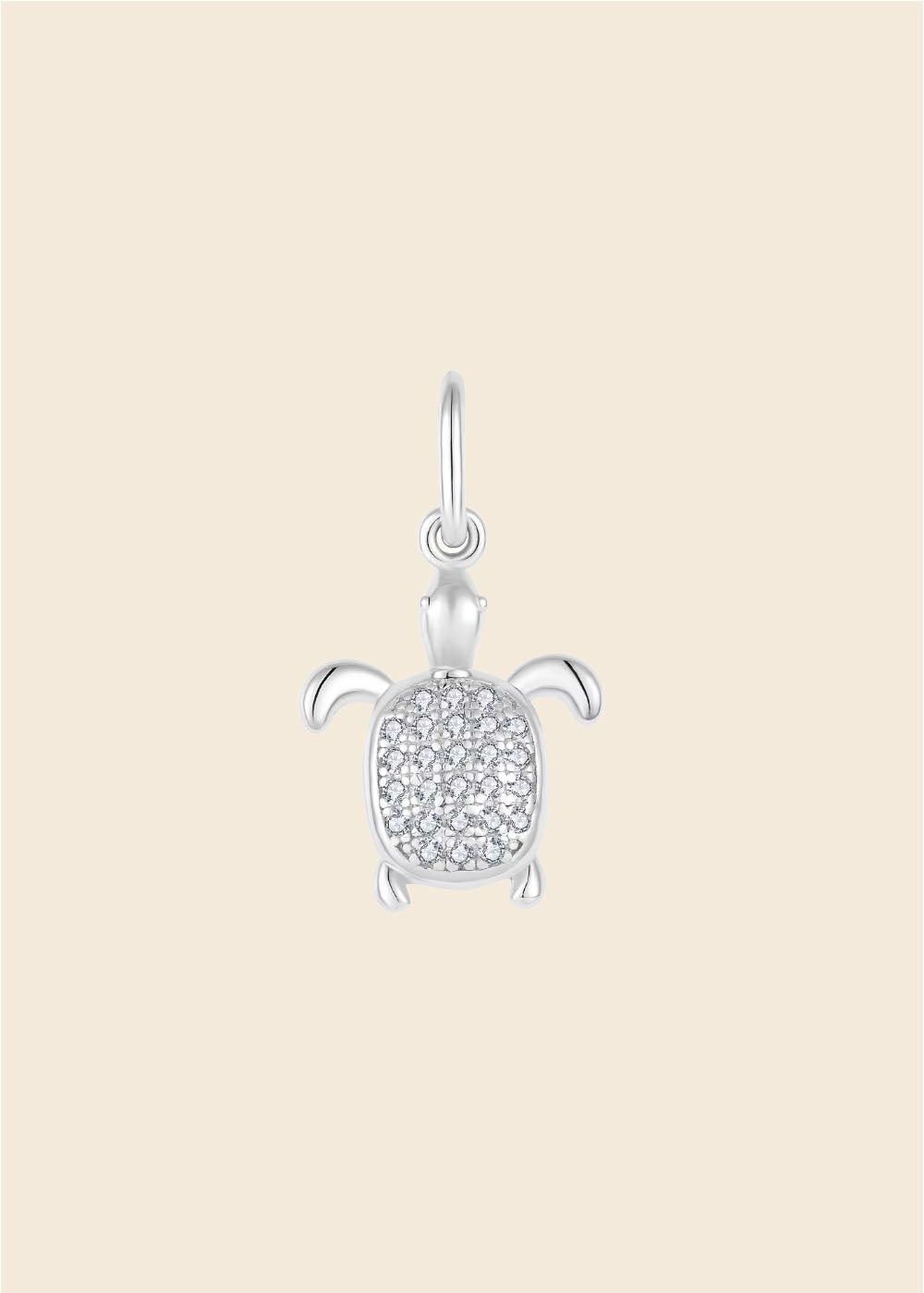 Crystal Turtle Charm – Sterling Silver
