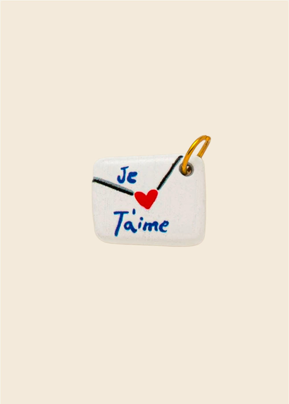 Je T'aime Love Letter Charm – Hand-Painted Enamel