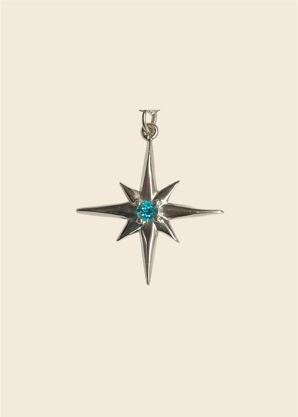 North Star Charm – Silver & Blue Stone