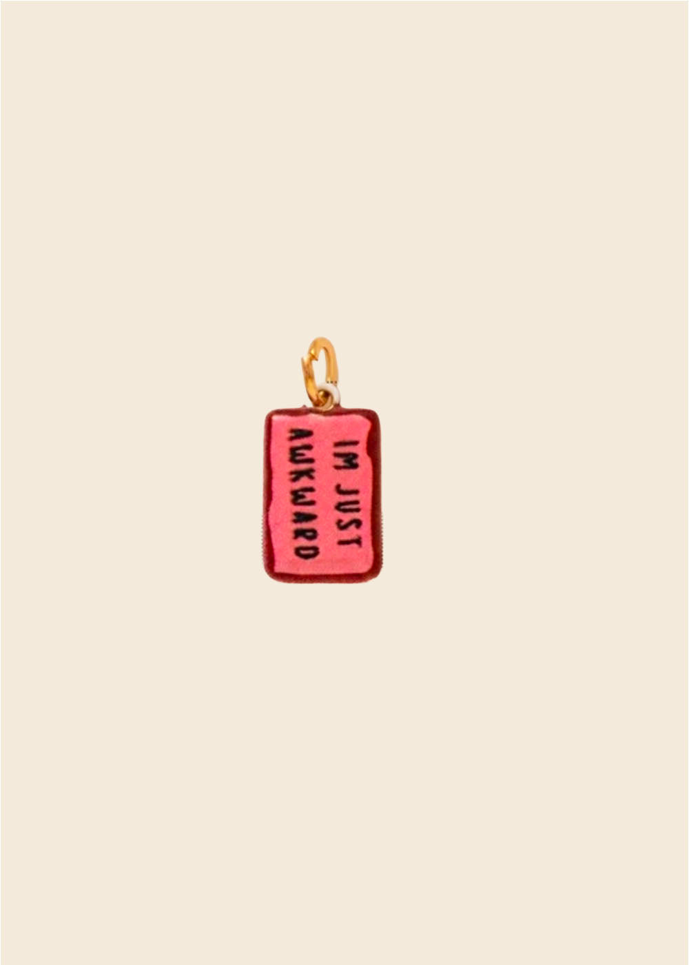I'm Just Awkward Tag Charm – Pink & Red Enamel