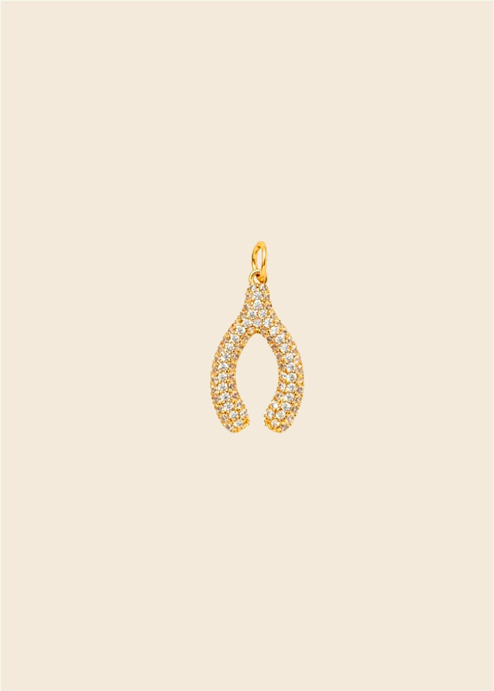 Wishbone Charm – Pavé Crystal & Gold