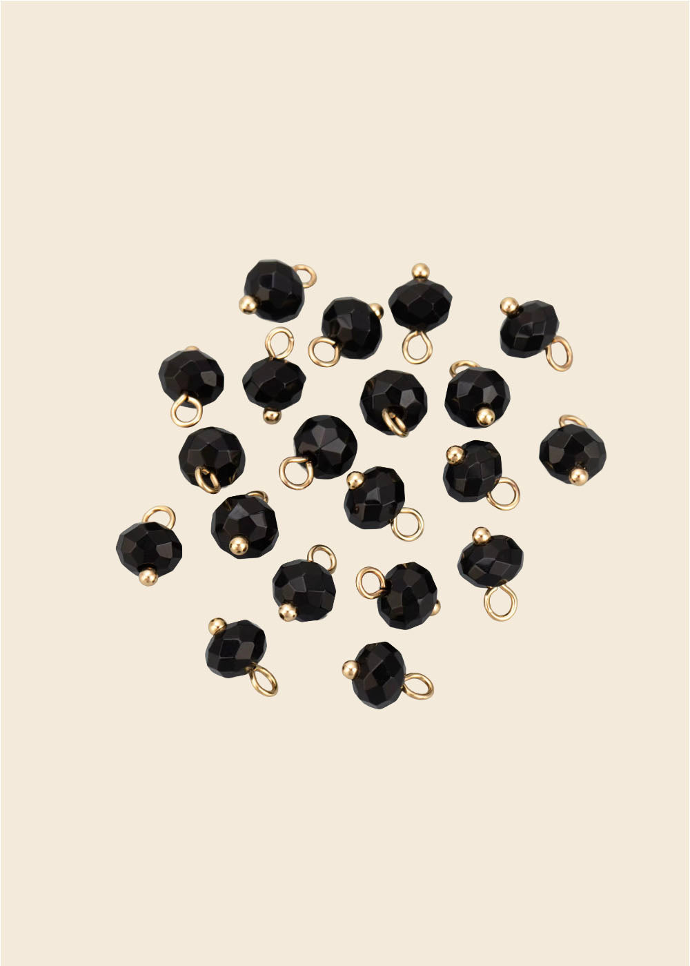 Mini Black Stone Charm – Gold