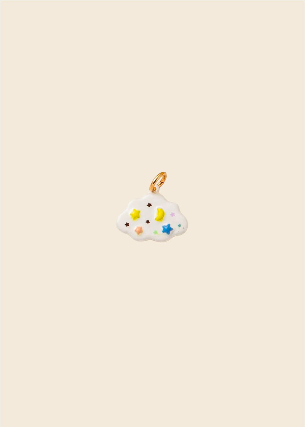 Starry Cloud Charm – White Enamel & Colourful Stars