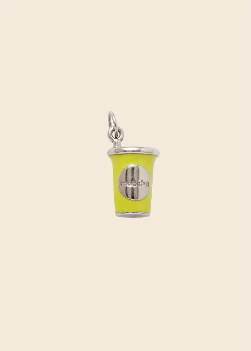 Matcha Cup Charm – Green Enamel & Silver