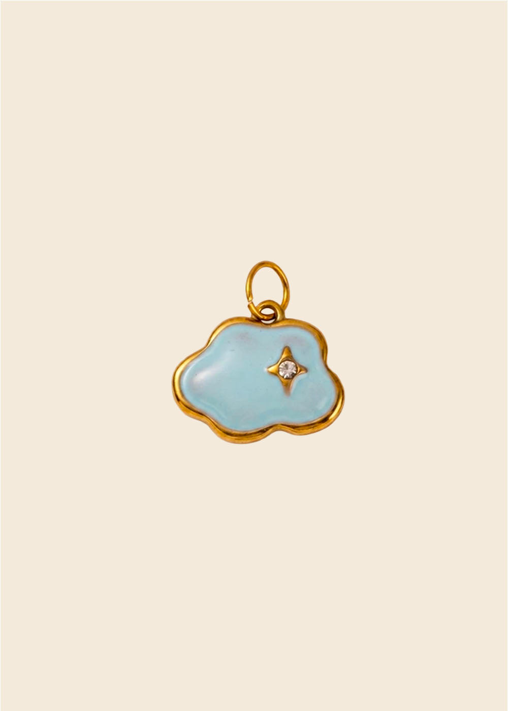 Blue Cloud Charm – Sky Blue Enamel & Crystal Star