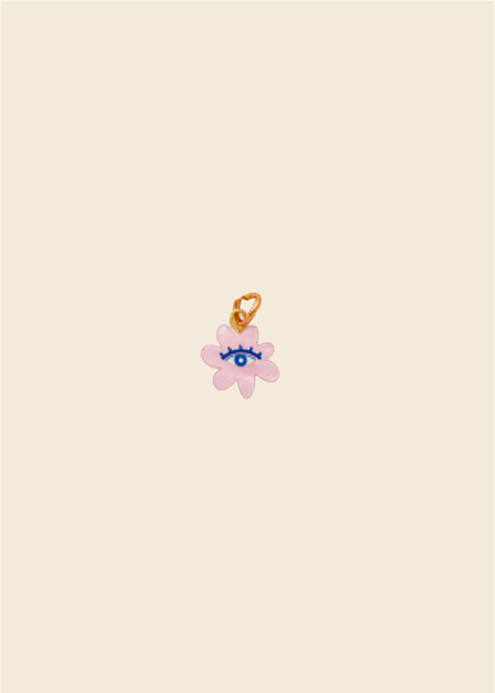 Pink Flower Evil Eye Charm – Enamel & Gold