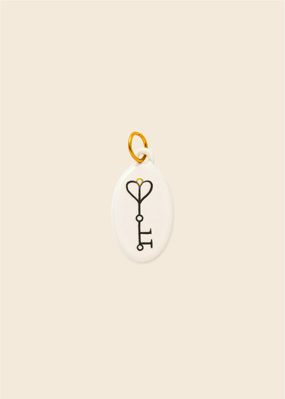 Key Charm – White Enamel & Black