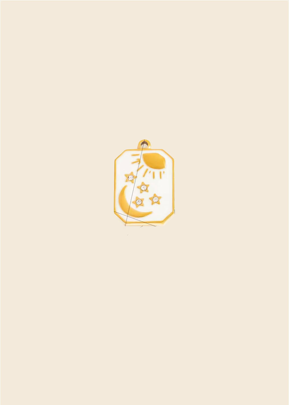 Celestial Pendant Charm – White Enamel, Moon, Stars & Sun