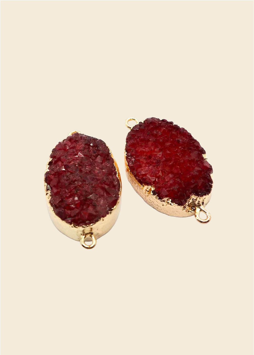 Red Druzy Crystal Link – Thick