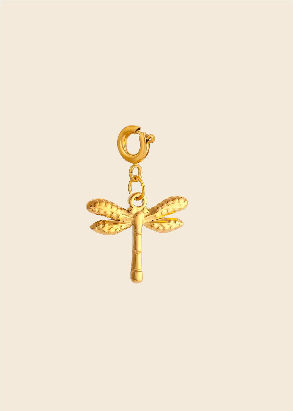 Dragonfly Clasp Charm – Textured Gold