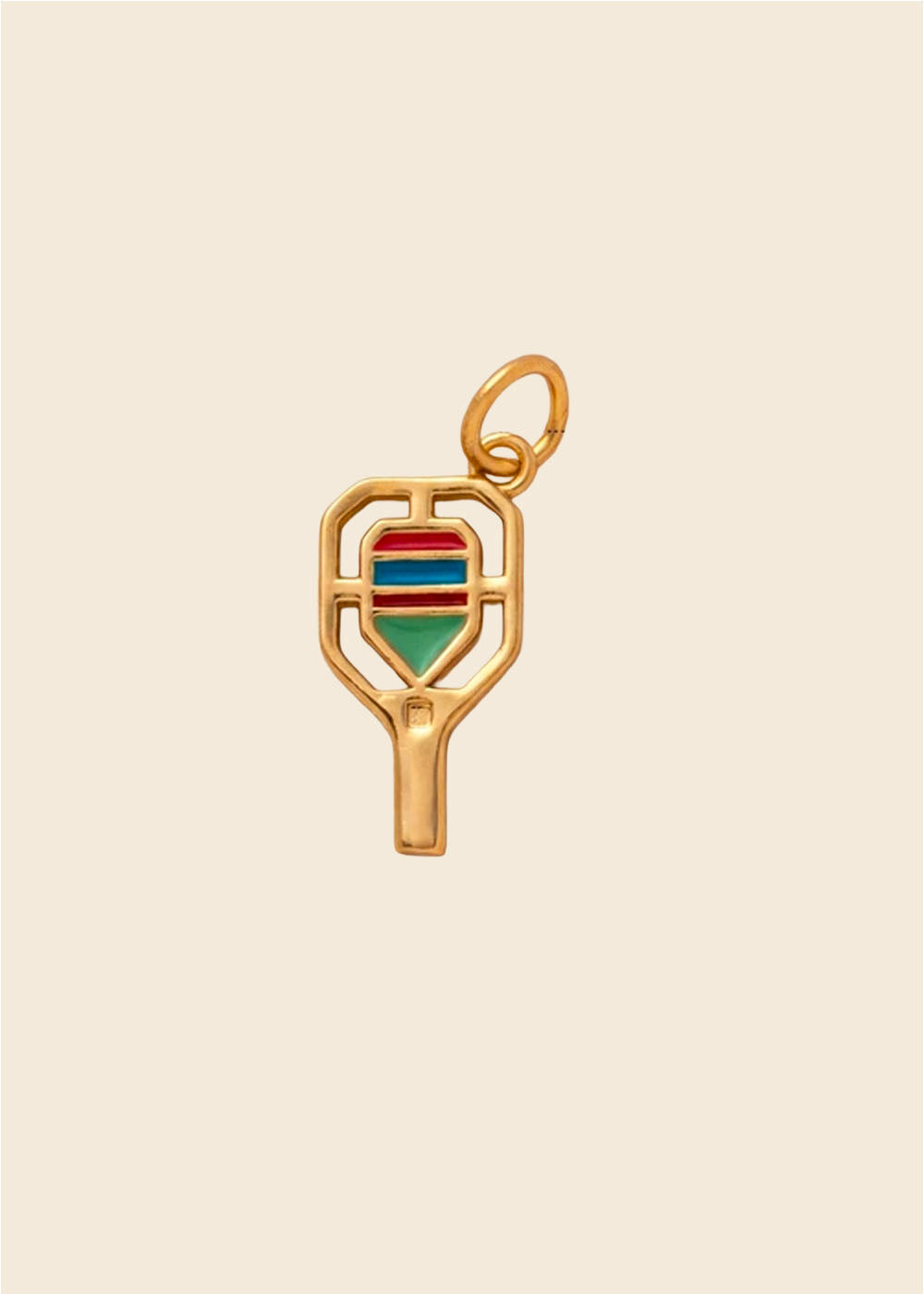 Pickleball Paddle Charm – Enamel Stripe & Gold