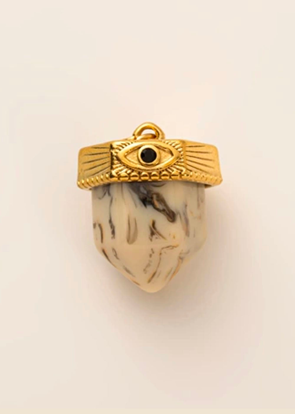 Evil Eye Stone Charm – Marbled Stone & Gold