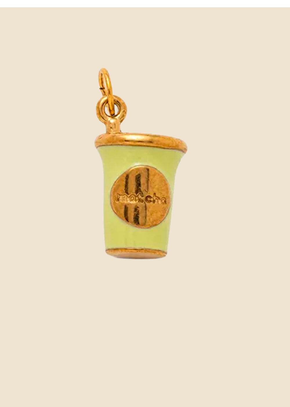 Matcha Cup Charm – Green Enamel & Gold