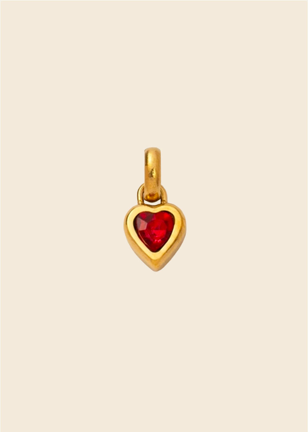 Birthstone Heart Charm – Polished Gold
