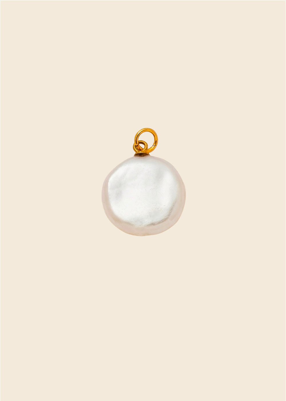Round Pearl Pendant Charm – Large Pearl & Gold