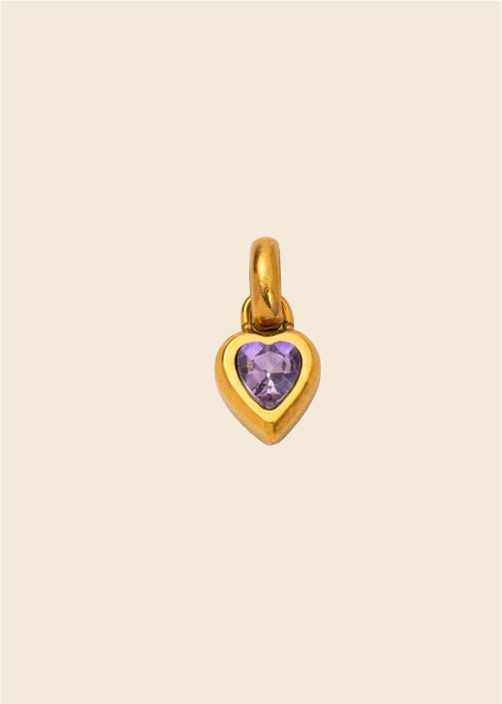 Birthstone Heart Charm – Polished Gold
