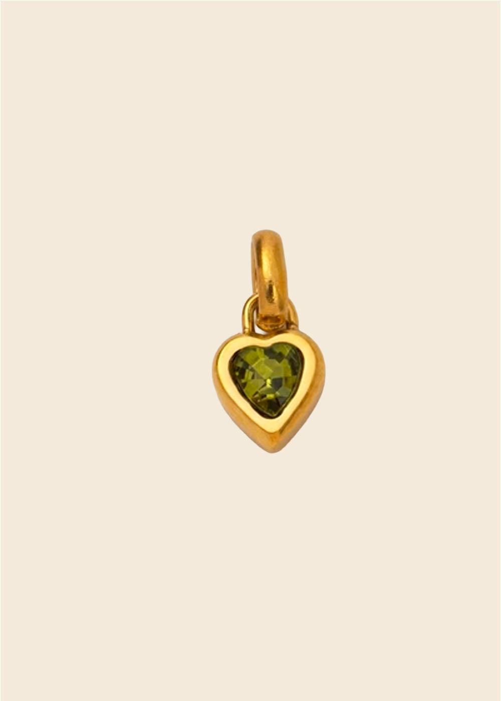 Birthstone Heart Charm – Polished Gold