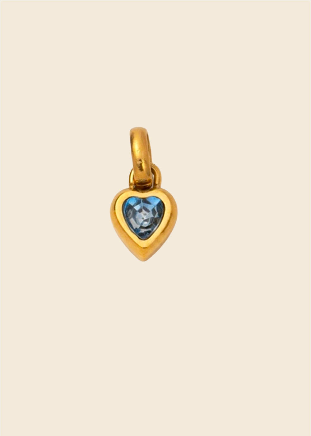 Birthstone Heart Charm – Polished Gold