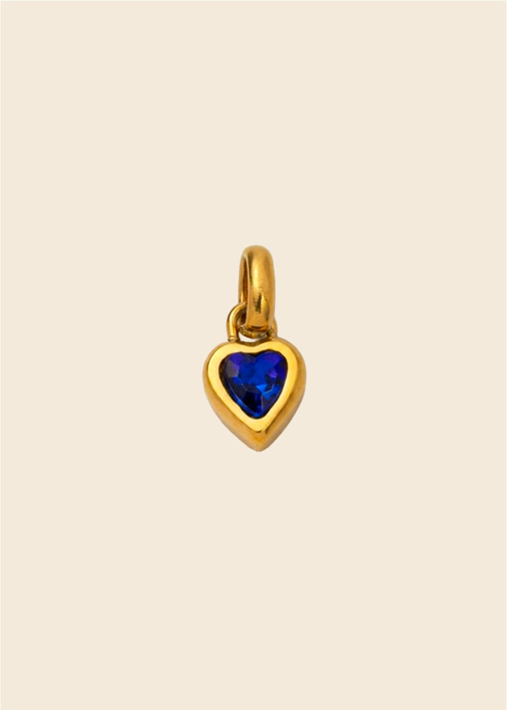 Birthstone Heart Charm – Polished Gold