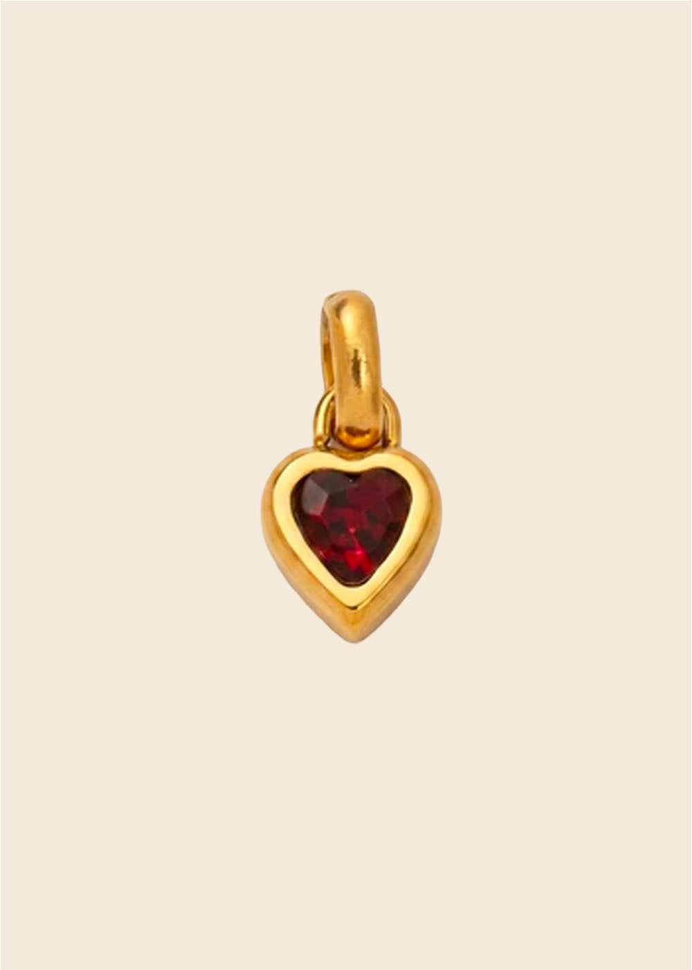 Birthstone Heart Charm – Polished Gold