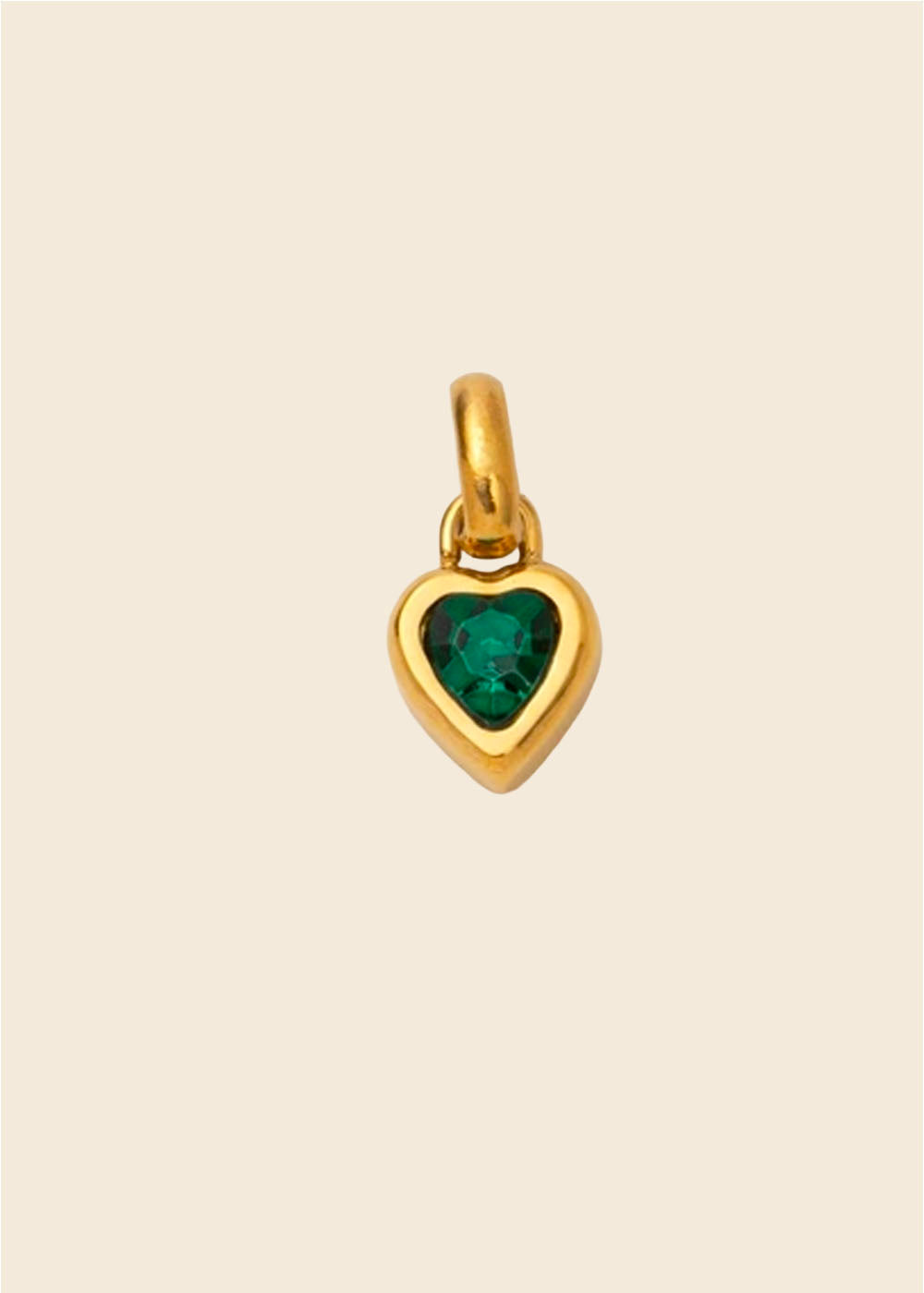 Birthstone Heart Charm – Polished Gold