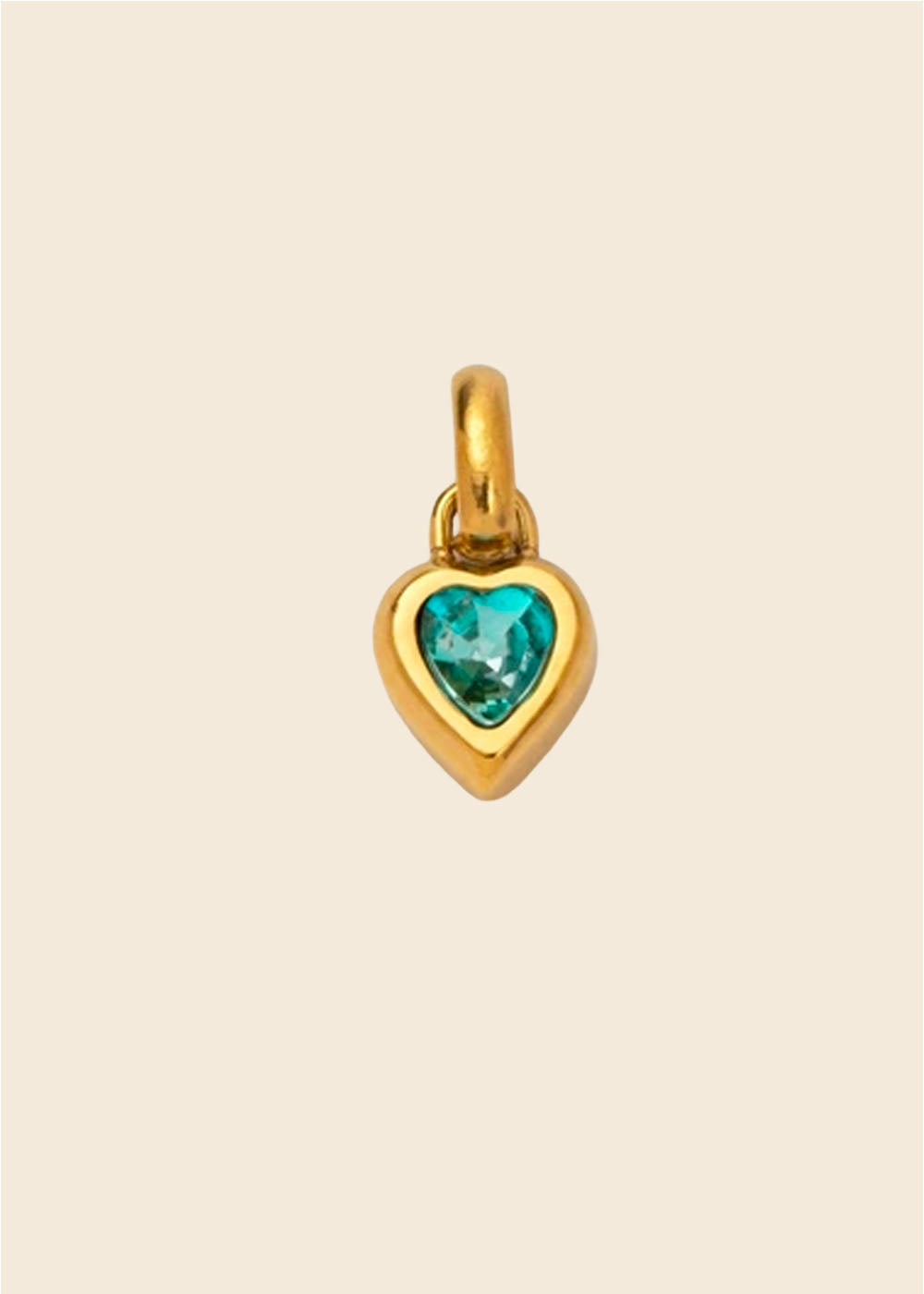 Birthstone Heart Charm – Polished Gold