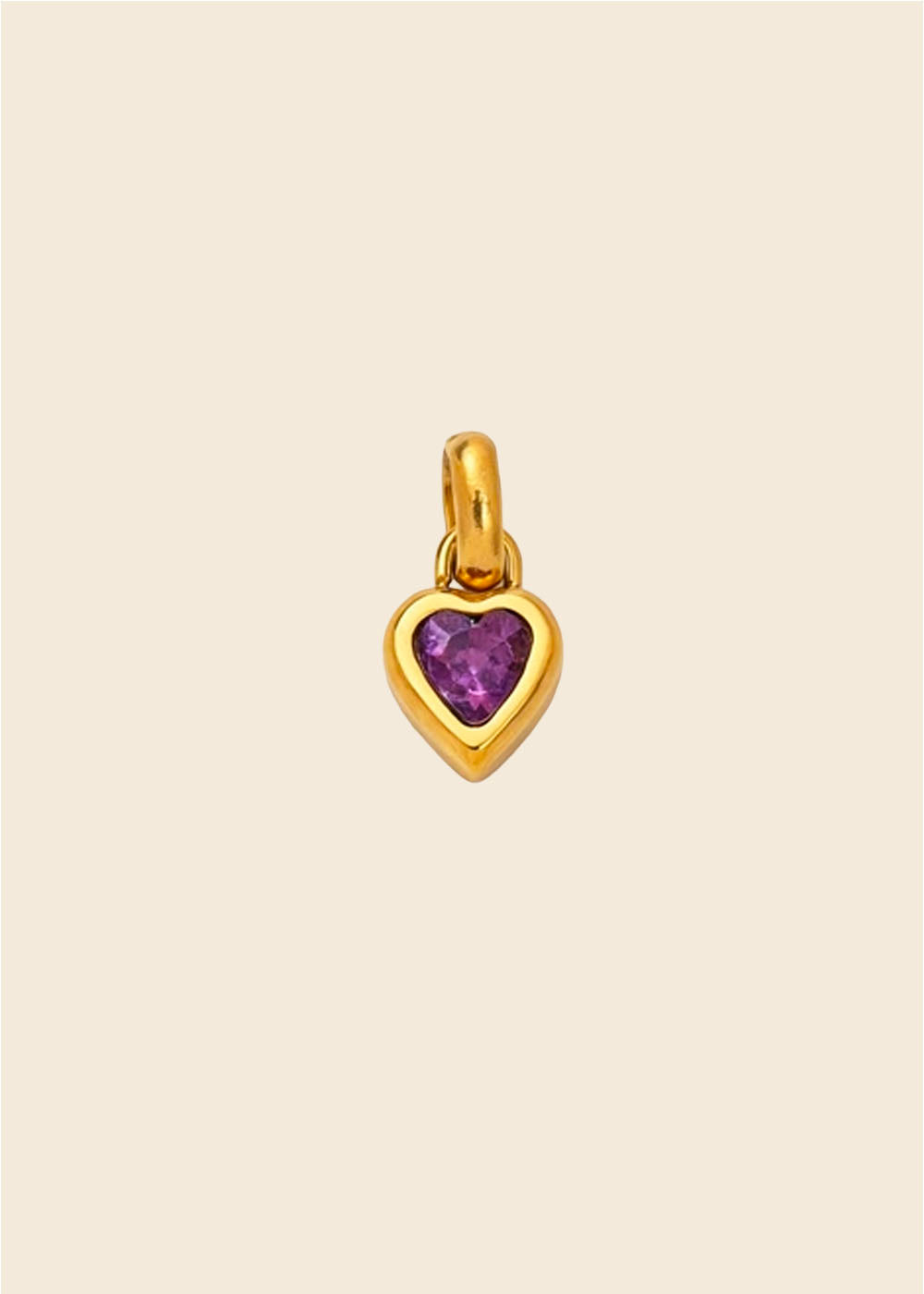 Birthstone Heart Charm – Polished Gold