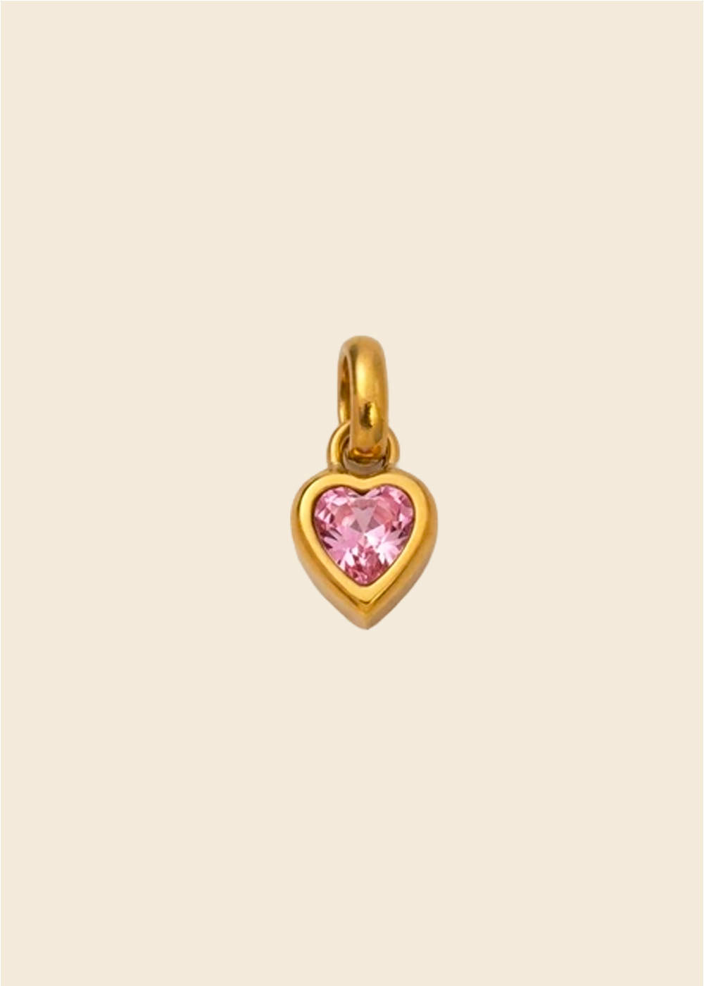 Birthstone Heart Charm – Polished Gold