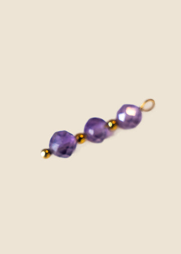 Purple 3 Stone Charm for Eli & Kai leather journals