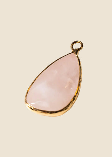 Rose Quartz Teardrop Charm for Eli & Kai leather journals