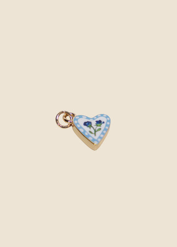Small Heart Shaped Blue Roses Charm for Eli & Kai leather journals