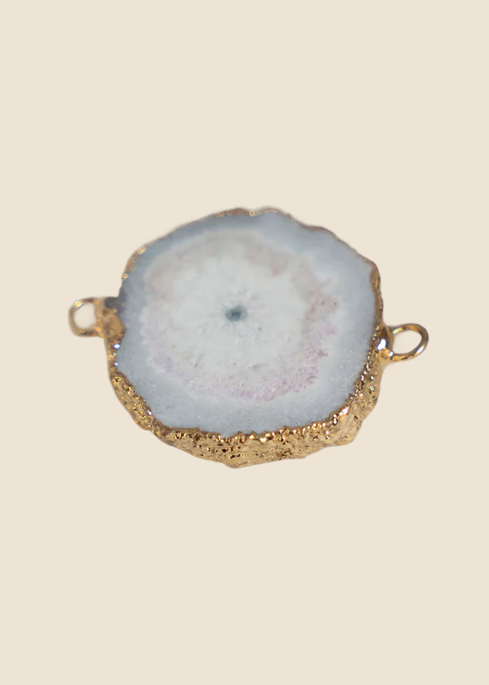 White Round Stone Link Charm for Eli & Kai leather journals