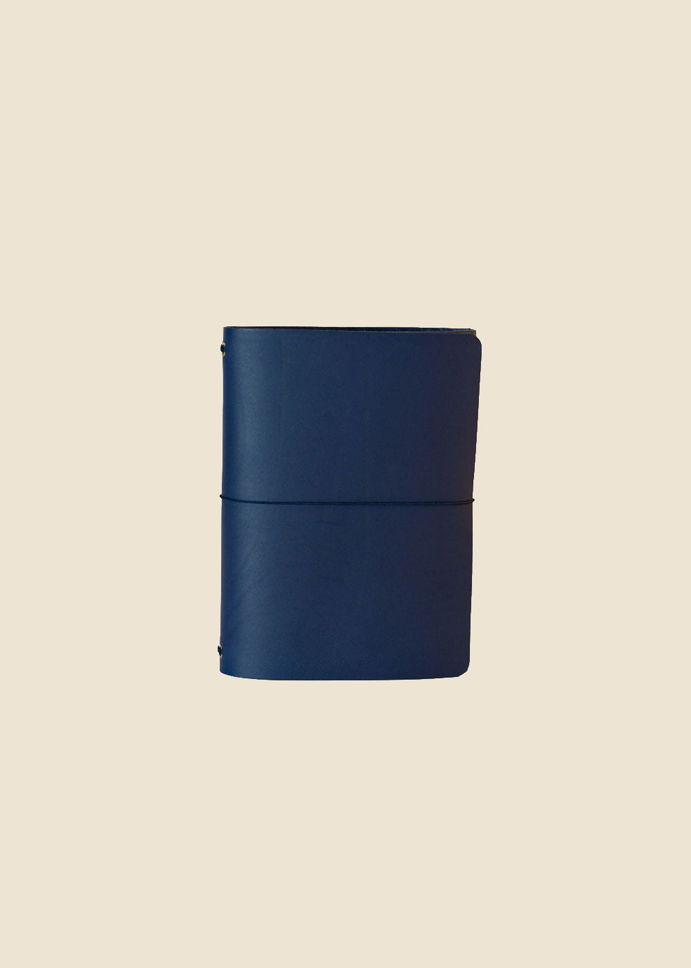 Heatherfield A6 leather journal in Dark Blue leather with wrap cord