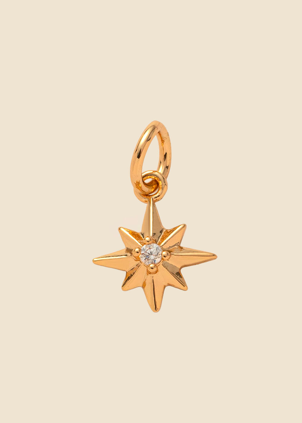 North Star Charm – Polished Gold & Crystal